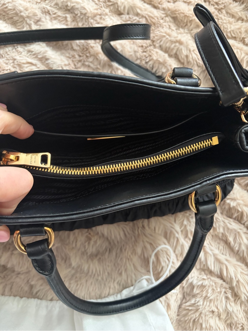 Prada Milano Black Tessuto Nylon Gaufre Small Tote - Picture 6 of 10